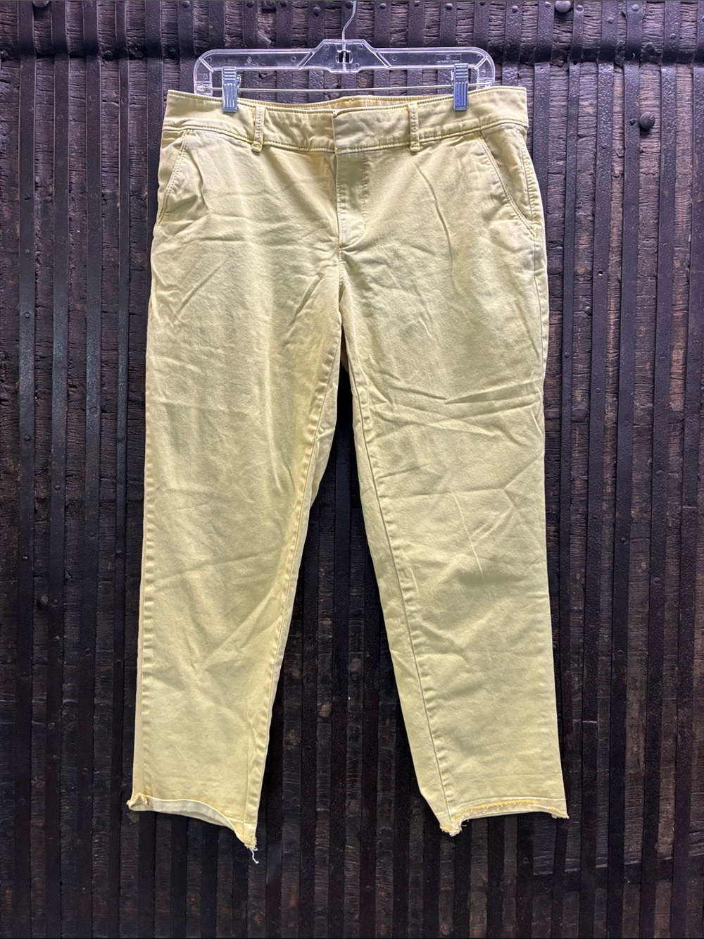 LOFT Pale Yellow Chinos with Frayed Hem